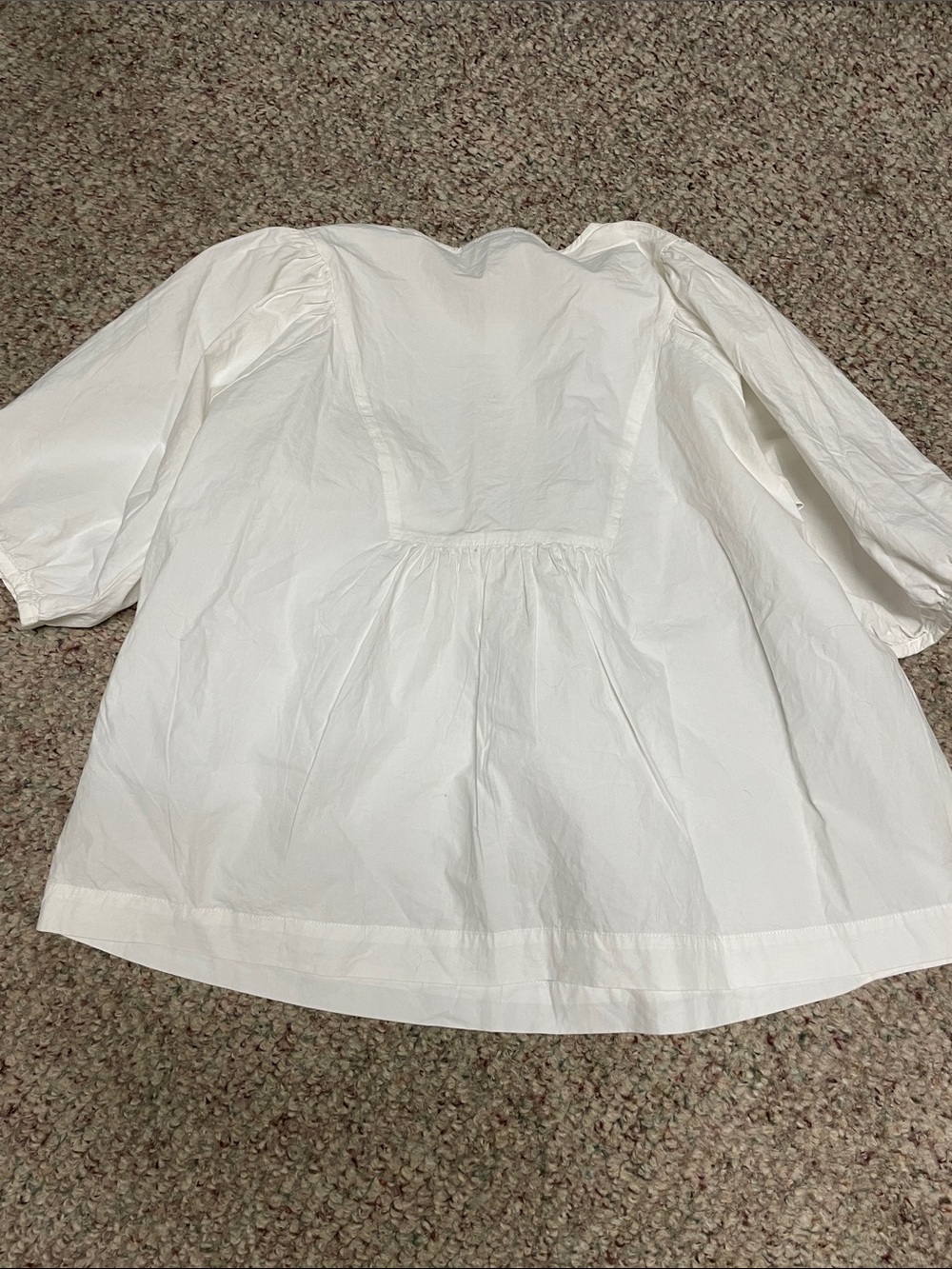 Ichi White peasant Button-Front Puff Sleeve Top - Classic Cotton- new - Picture 8 of 8
